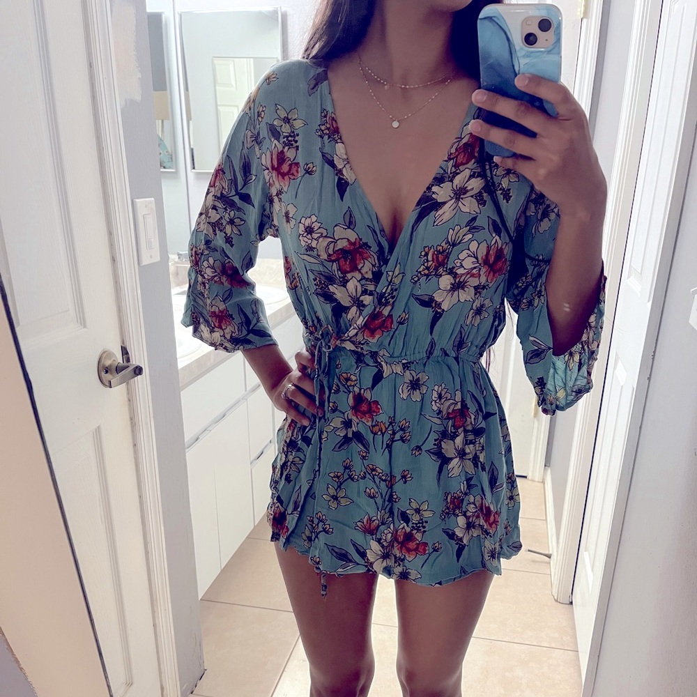 Blue Floral Romper